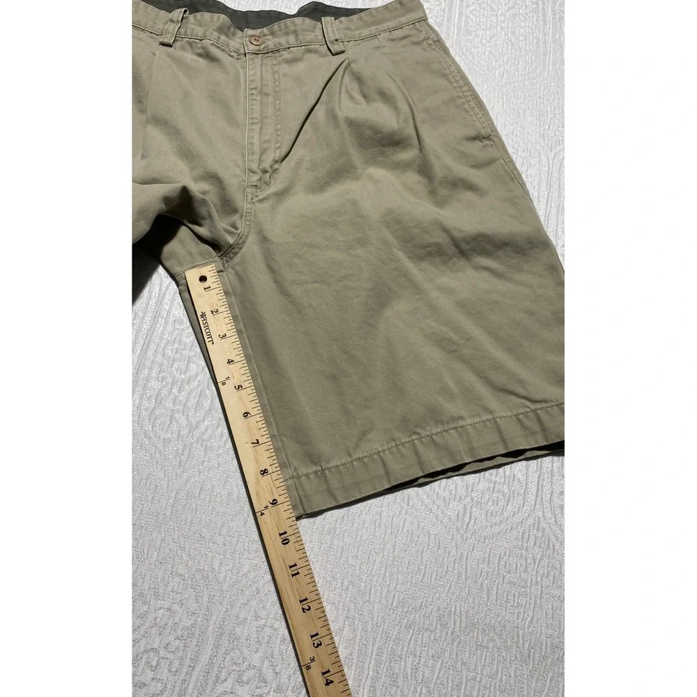 Arizona Jean Co Mens Khaki Pleated Chino Shorts Tan Cotton Utility Size 34